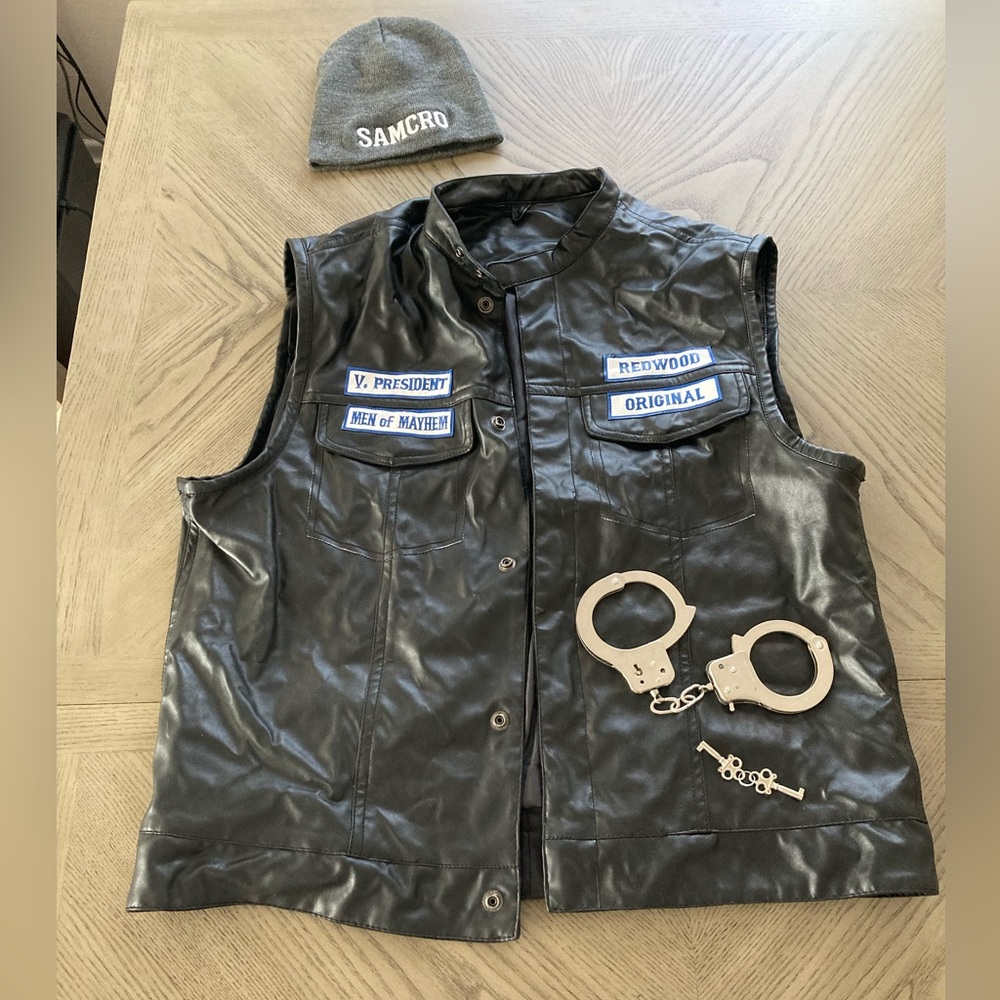 Halloween Mens Sons Of Anarchy Costume Vest, Hat And … - Gem